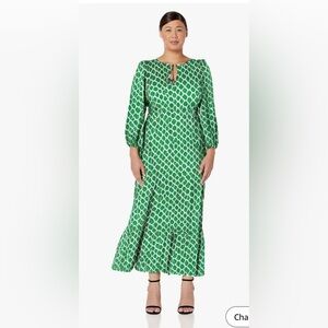 Green Patterned Long Dress